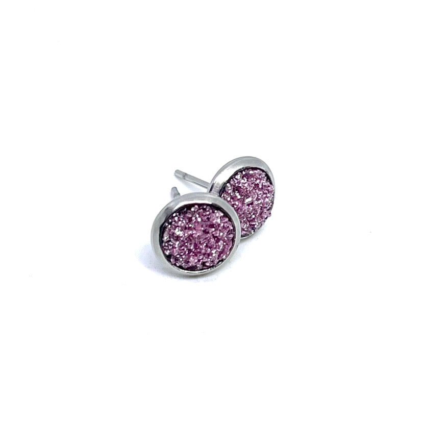 8mm Berry Shimmer Druzy Studs