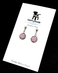 8mm Berry Shimmer Druzy Drop Studs (Stainless Steel)
