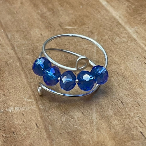 Adjustable Navy Blue Fidget Ring