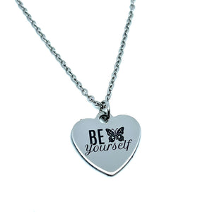 “Be Yourself” Double-Sided Charm Necklace (Stainless Steel)