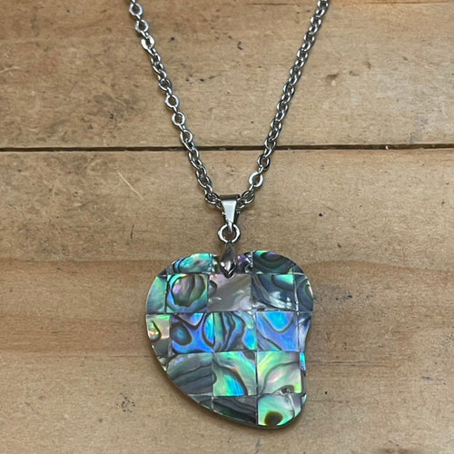 Abalone Shell Leaf Necklace (Stainless Steel)