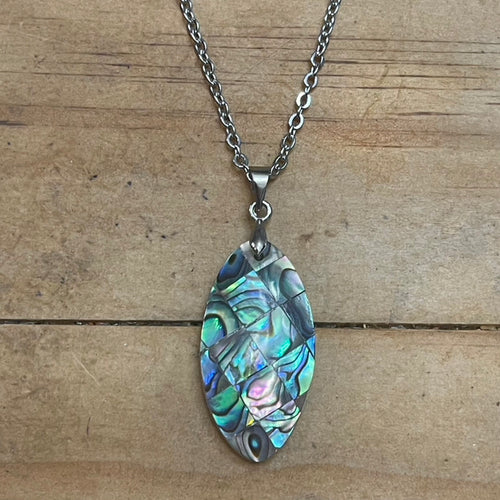 Abalone Shell Surf Necklace (Stainless Steel)