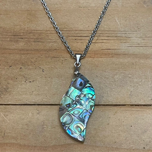 Abalone Shell Wave Necklace (Stainless Steel)