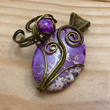 Load image into Gallery viewer, Wire Wrapped Purple Jasper Set (Pendant, Adjustable Ring, &amp; Drop Earrings)