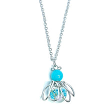 Load image into Gallery viewer, Wire Wrapped Blue Firefly Necklace (Glow-in-the-Dark)