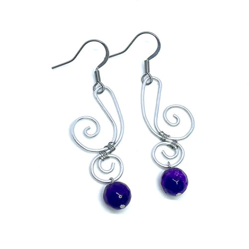 Serenity Spiral Gemstone Drop Earrings