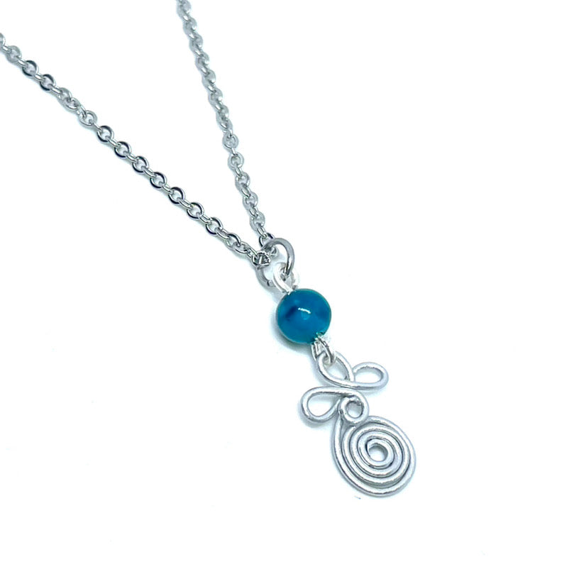 Wire Wrapped Forget-Me-Not Swirl Necklace (Stainless Steel)