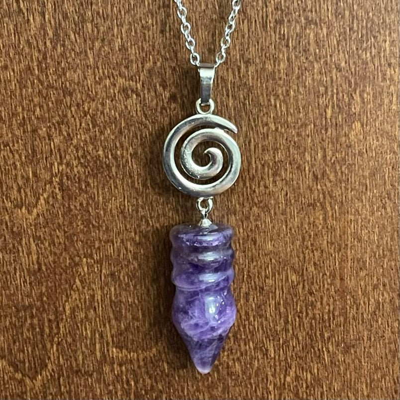 Amethyst Swirl Necklace (Stainless Steel)