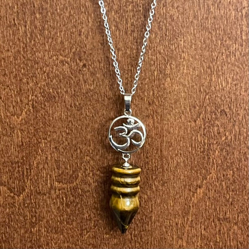 Tigers Eye Om Necklace (Stainless Steel)
