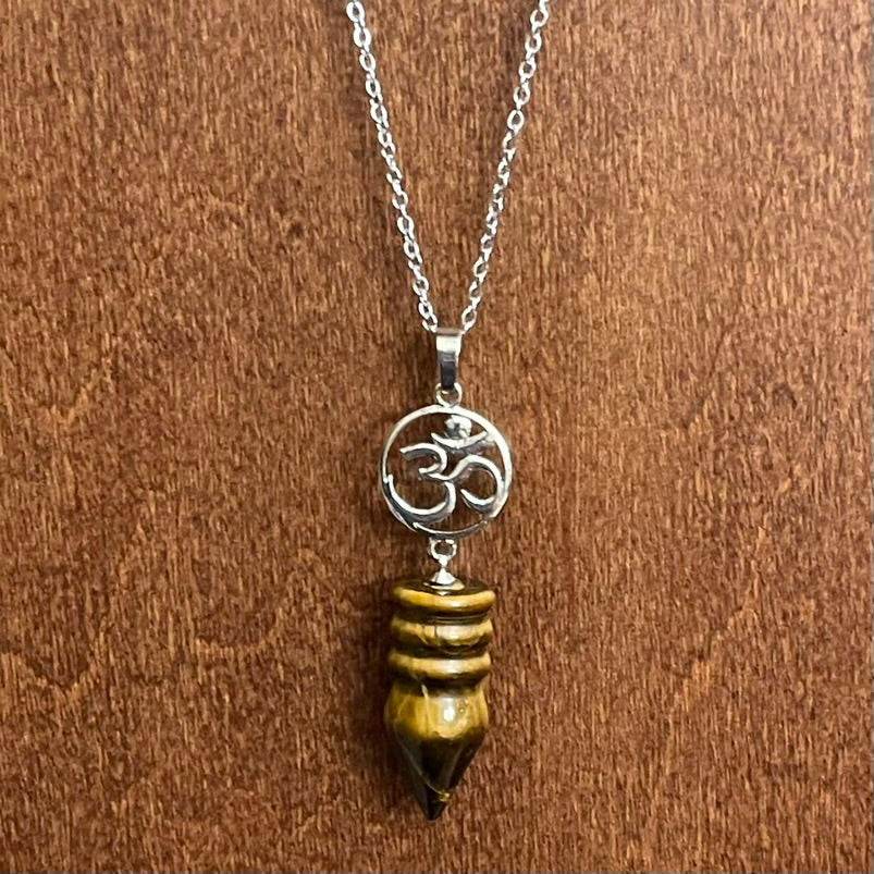Tigers Eye Om Necklace (Stainless Steel)