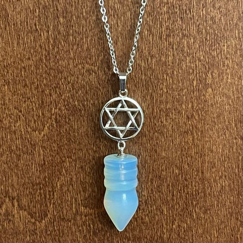 Opalite Star of David Necklace (Stainless Steel)