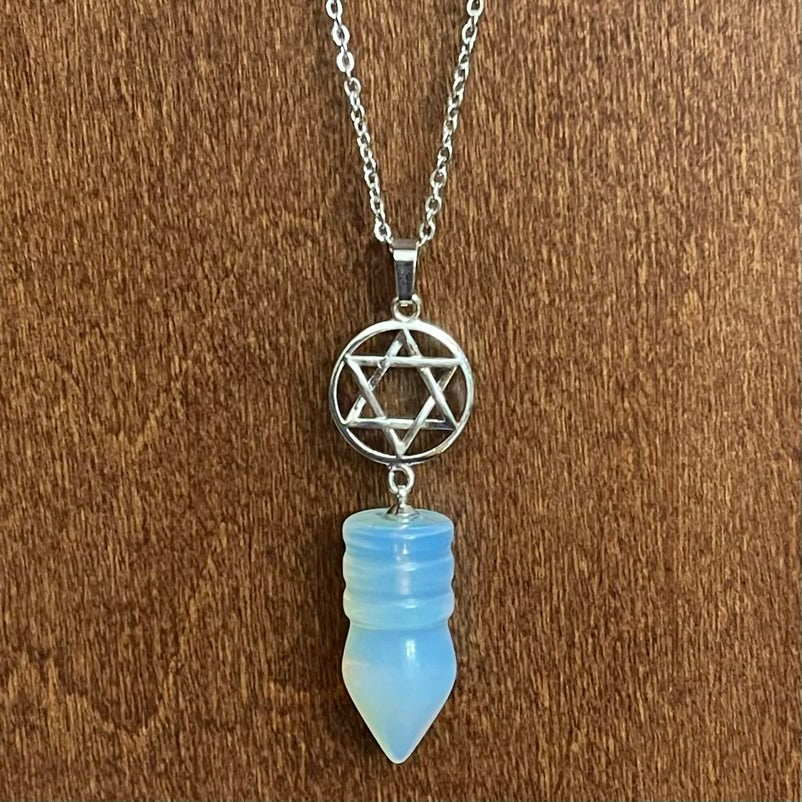 Opalite Star of David Necklace (Stainless Steel)