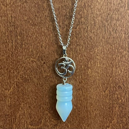 Opalite Om Necklace (Stainless Steel)