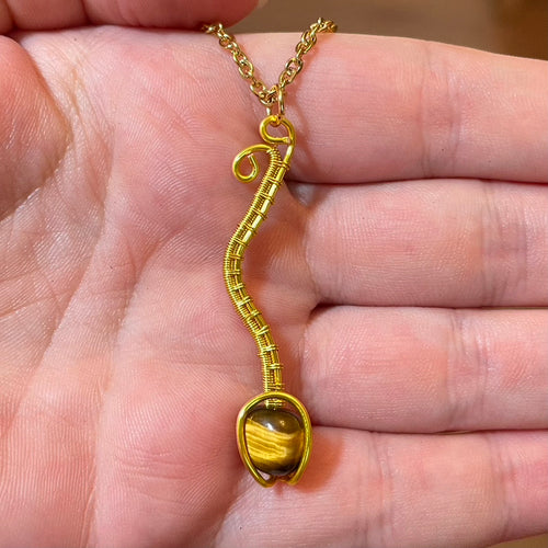 Maiko Tigers Eye Wire-Wrapped Necklace