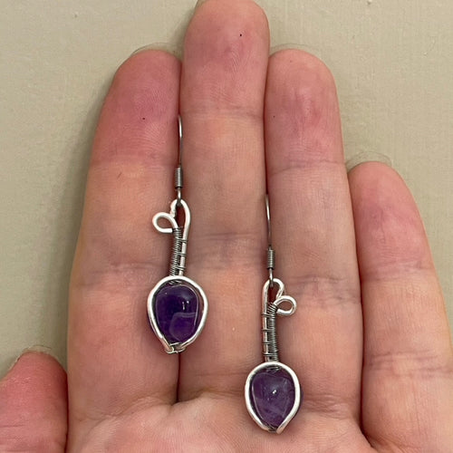 Maiko Amethyst Wire-Wrapped Drop Earrings