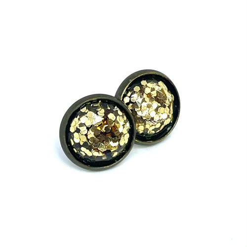 12mm Gold Sparkle Studs (Antique Bronze)