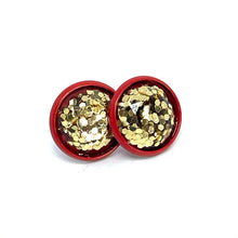 Load image into Gallery viewer, 12mm Gold Sparkle Studs (Antique Bronze)