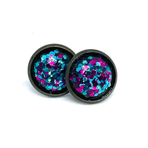 12mm Confetti Sparkle Studs (Antique Bronze)