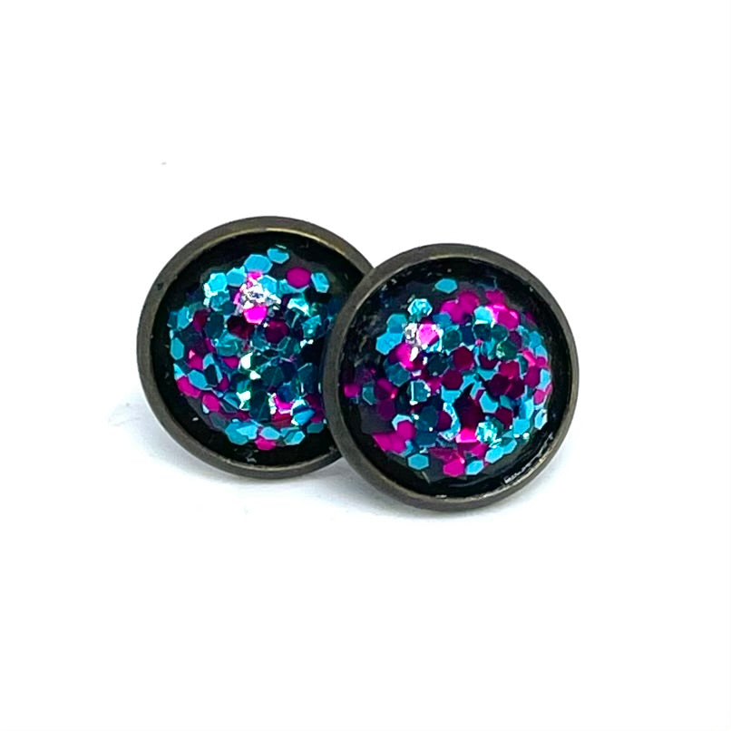 12mm Confetti Sparkle Studs (Antique Bronze)