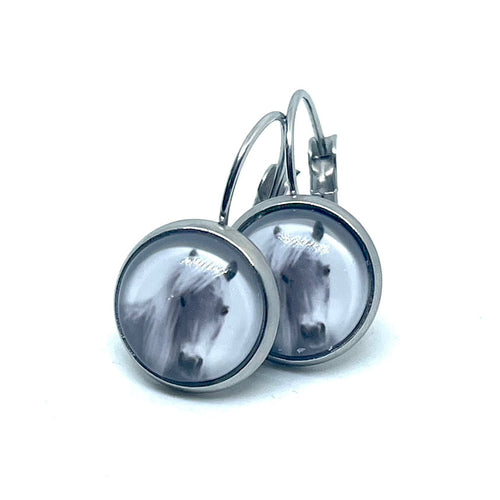 12mm Maxwell Horse Leverback Drop Earrings (Stainless Steel)
