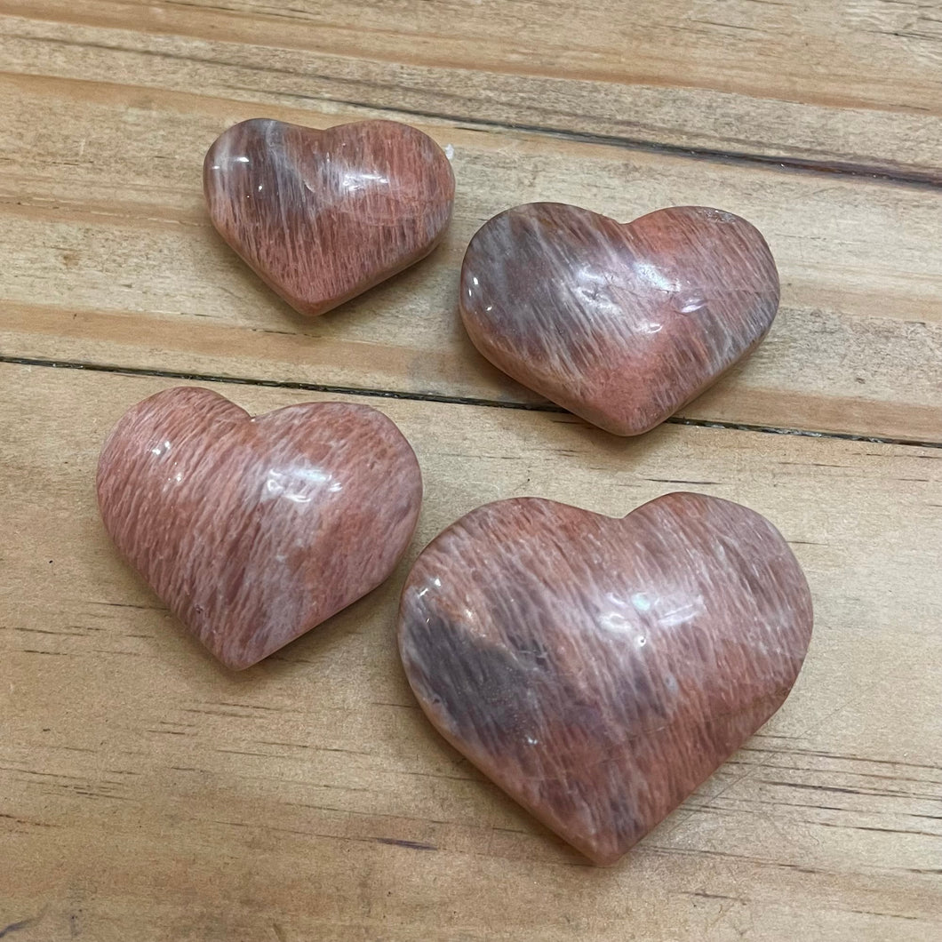 Peach Moonstone Pocket Heart