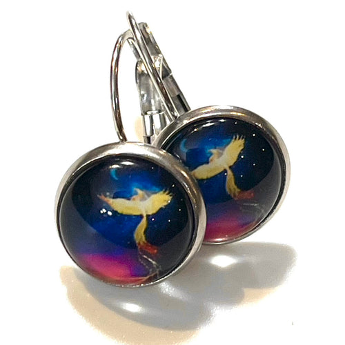 12mm Phoenix Leverback Drop Earrings (Stainless Steel)