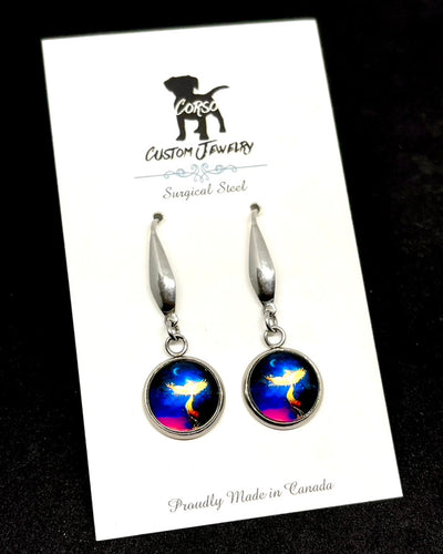 12mm Phoenix Drop Earrings (Surgical Steel)