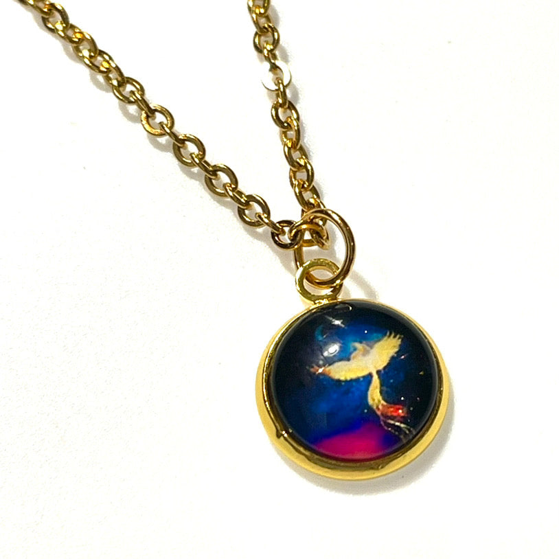 12mm Phoenix Necklace (Gold Stainless Steel)