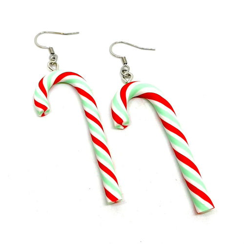 Peppermint Candy Cane Drop Earrings