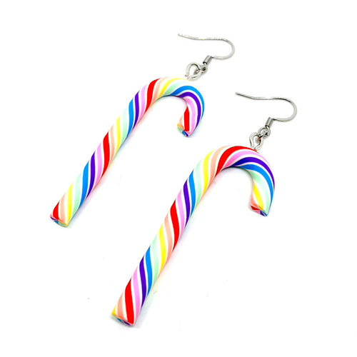 Tutti Fruiti Candy Cane Drop Earrings