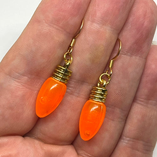 Orange Christmas Light Drop Earrings