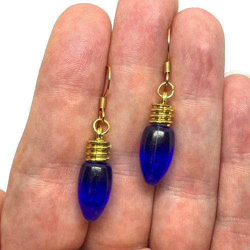 Blue Christmas Light Drop Earrings