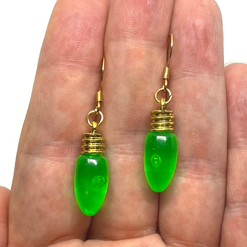 Green Christmas Light Drop Earrings