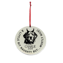 Load image into Gallery viewer, Personalized Naughty Puppy Christmas Ornament