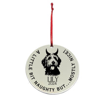 Load image into Gallery viewer, Personalized Naughty Puppy Christmas Ornament