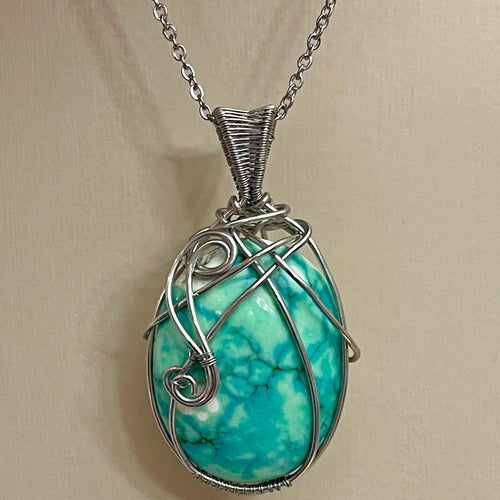 Wire Wrapped Turquoise Howlite Necklace