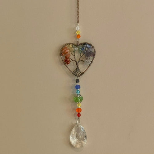 Wire-Wrapped Chakra Heart Sun Catcher