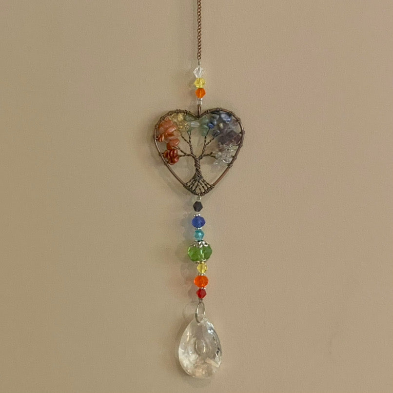 Wire-Wrapped Chakra Heart Sun Catcher