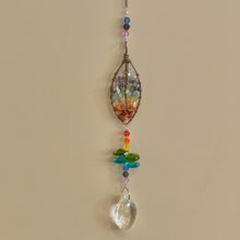 Load image into Gallery viewer, Wire-Wrapped Chakra Leaf Sun Catcher