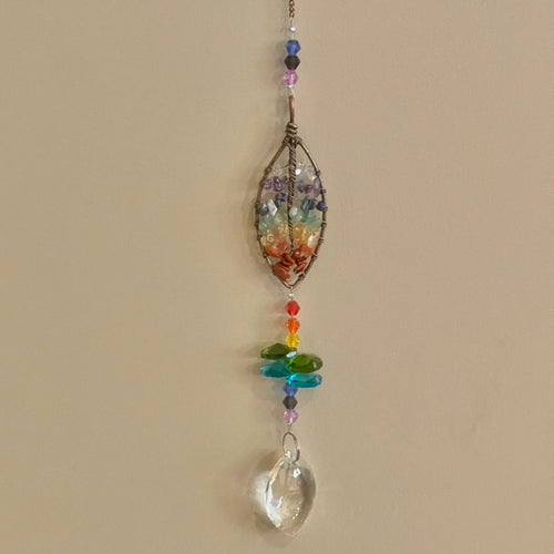 Wire-Wrapped Chakra Leaf Sun Catcher