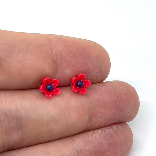 Forget-Me-Not Studs in Poppy Red (Surgical Steel)