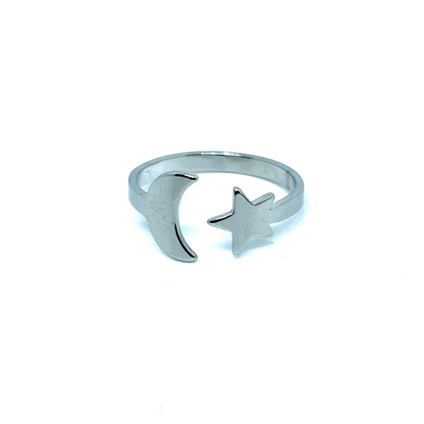 Adjustable Love You to the Moon and Back Ring (Stainless Steel)