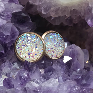 12mm White Druzy Studs