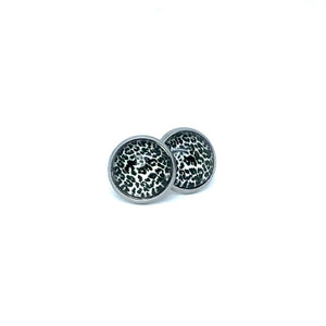 10mm White Leopard Print Studs (Stainless Steel)