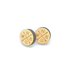 Wooden Compass Studs (Stainless Steel)