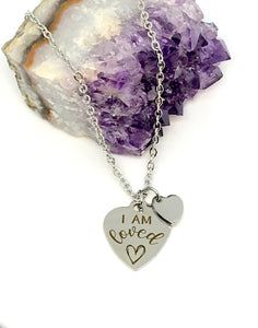 “I am loved” 3-in-1 Charm Necklace (Stainless Steel)