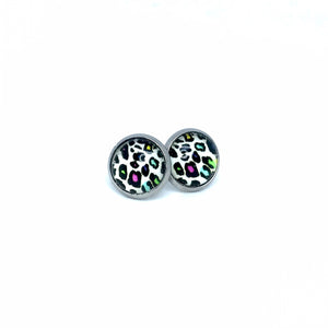 10mm Harlequin Leopard Print Studs (Stainless Steel)