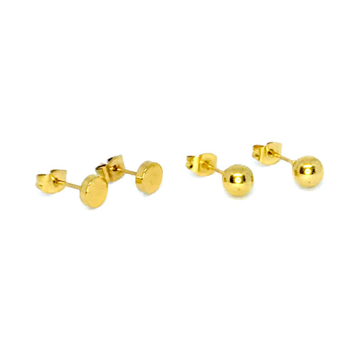 6mm Gold Minimalist Stud Set (Stainless Steel)
