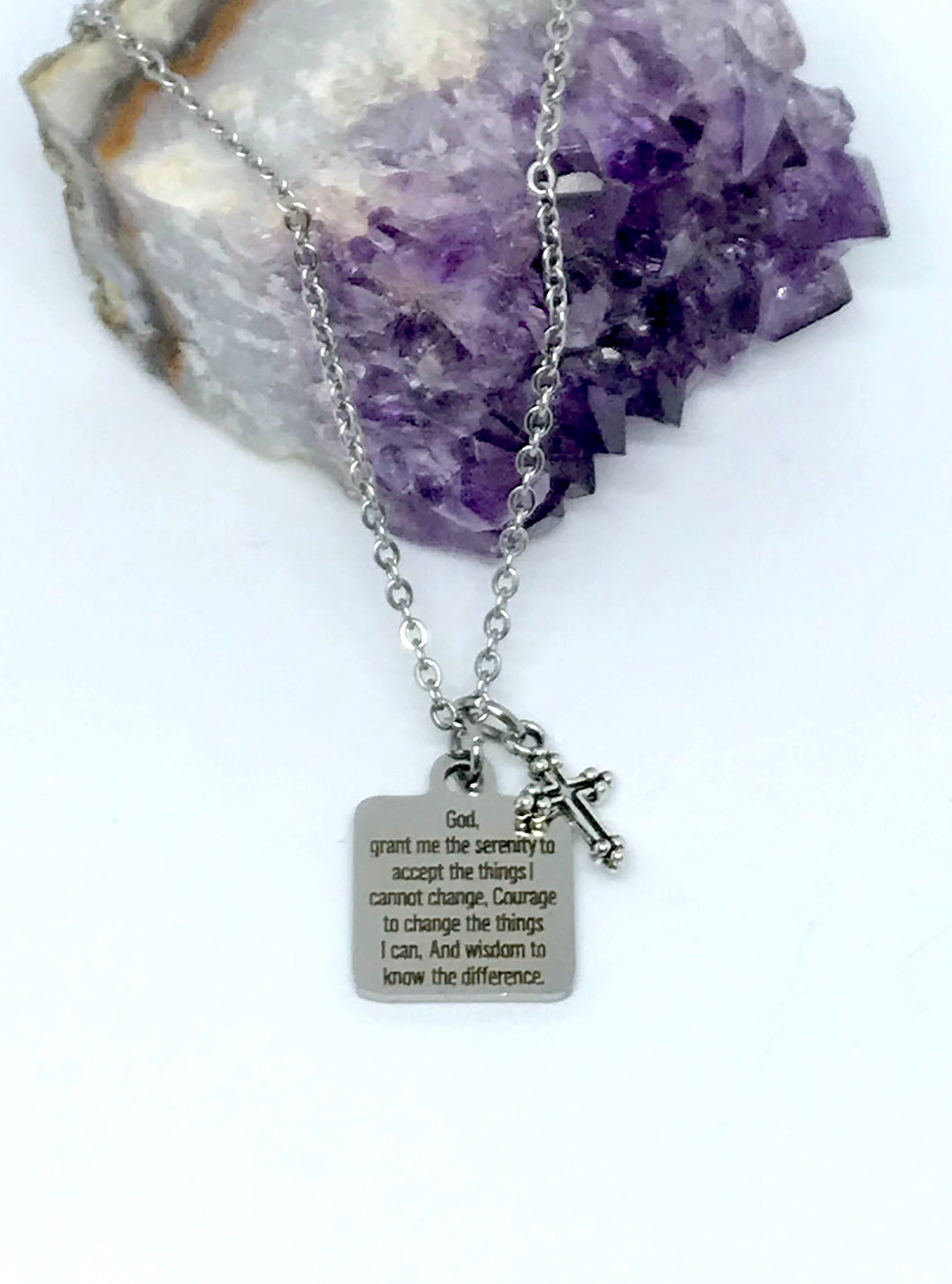 Serenity Prayer 3-in-1 Charm Necklace (Stainless Steel)