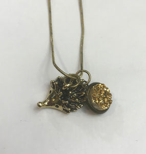 3D Hedgehog Necklace (Antique Bronze)